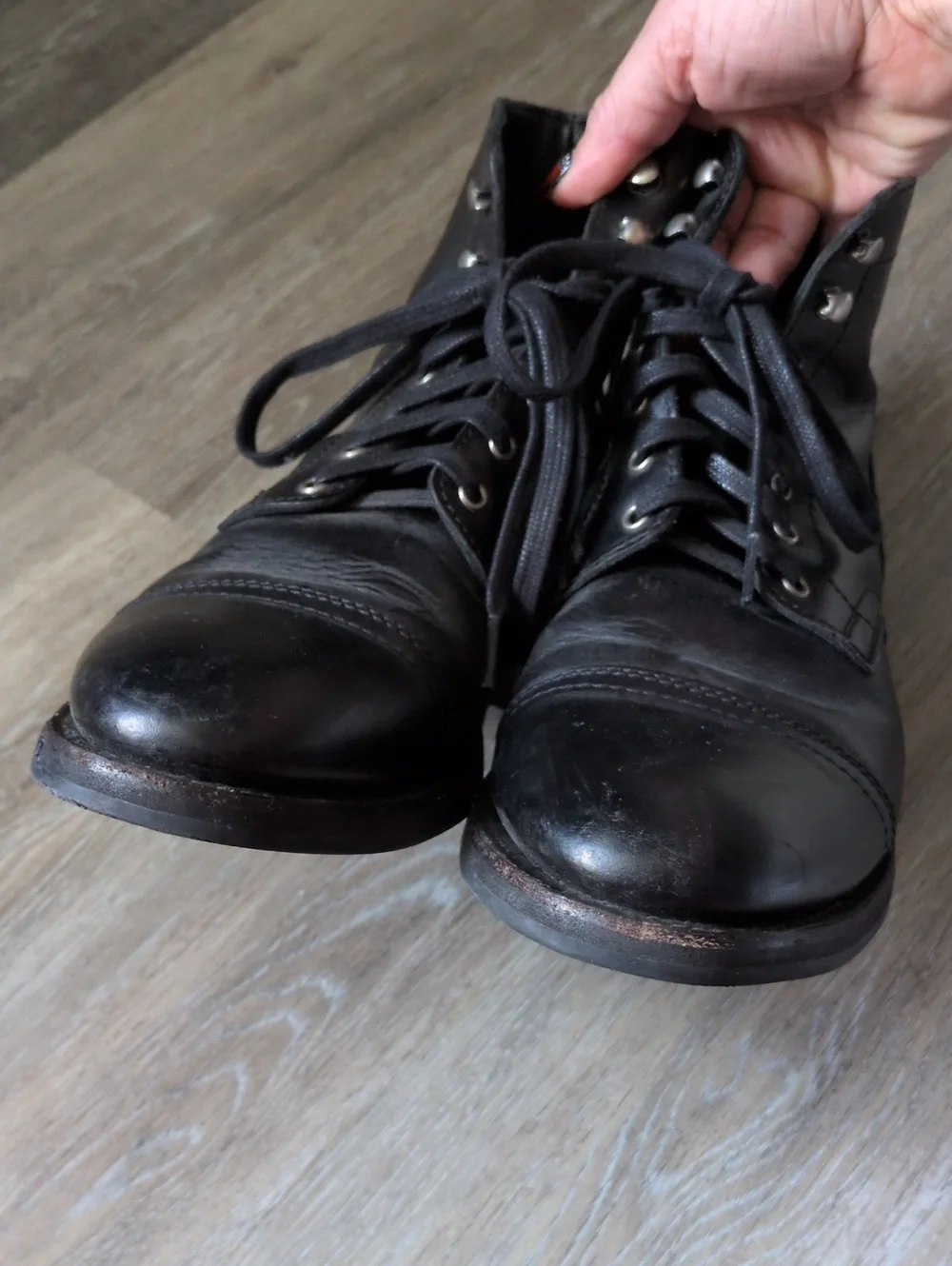 Thursday Boot Company Size 9.5 Captain Black Leather Lace-Up Cap-Toe Ankle Boots